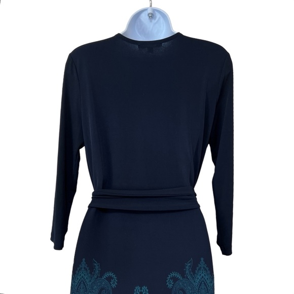 Banana Republic Factory Jersey Wrap Dress Size M Womens Blue Paisley Print - Picture 6 of 9
